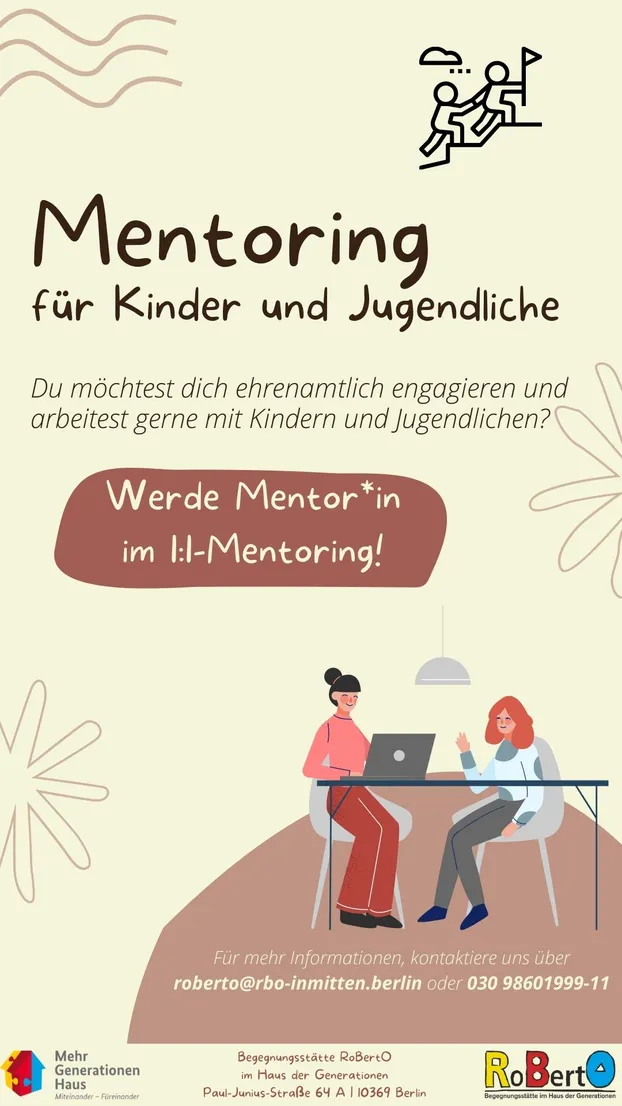 Mentoring für Kinder und Jugendliche bei Begegnungsstätte RoBertO im Haus der Generationen