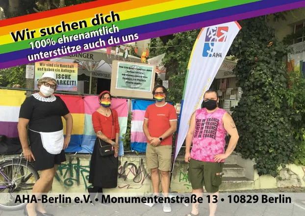 Thekenunterstützung in der AHA-Berlin bei queeren Veranstaltungen bei AHA-Berlin e.V.