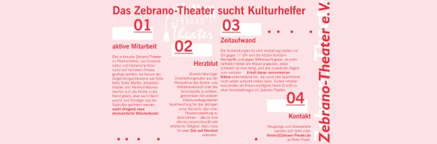 Kulturhelfer für das Zebrano-Theater gesucht bei Zebrano-Theater e.V.